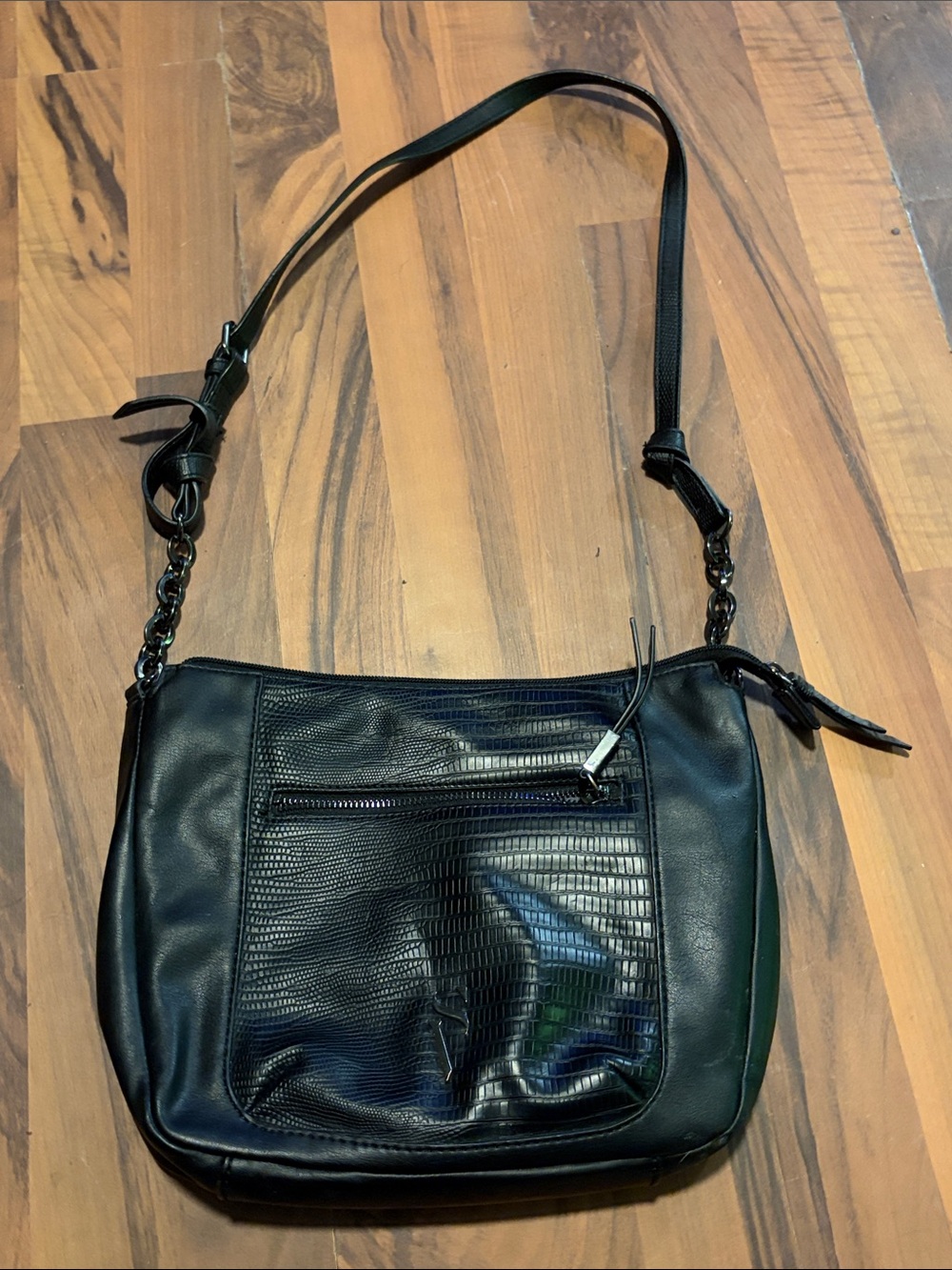 Simply Vera Vera Wang Black Textured Front Crossbody Bag